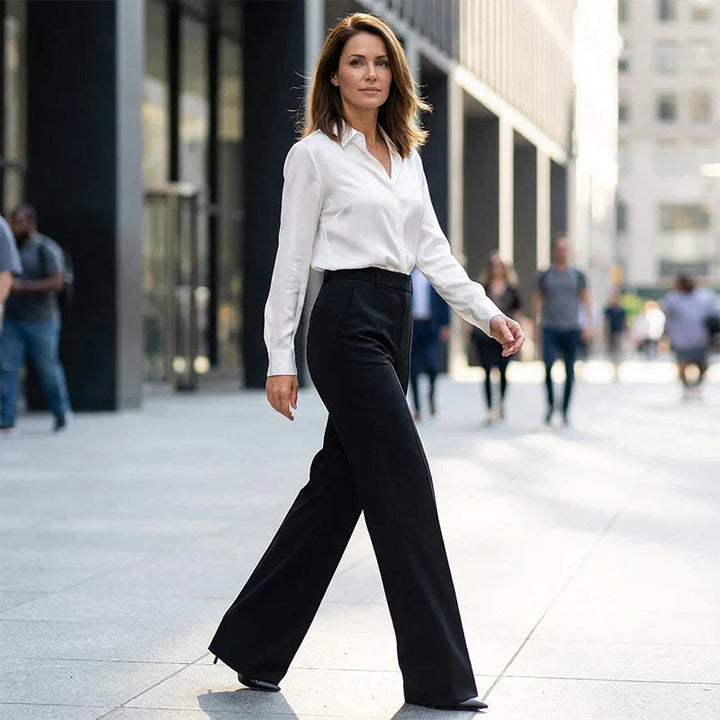 "Emma | Pantalones de tiro alto de corte recto y elegante" (The title is already in Spanish and does not need to be rewritten.)