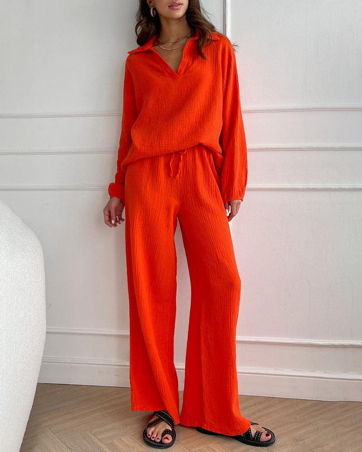 Conjunto Casual de Otoño con Cuello en V