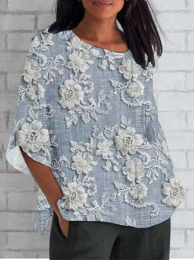 Diana™ | Blusa Vintage de Flores Relajada