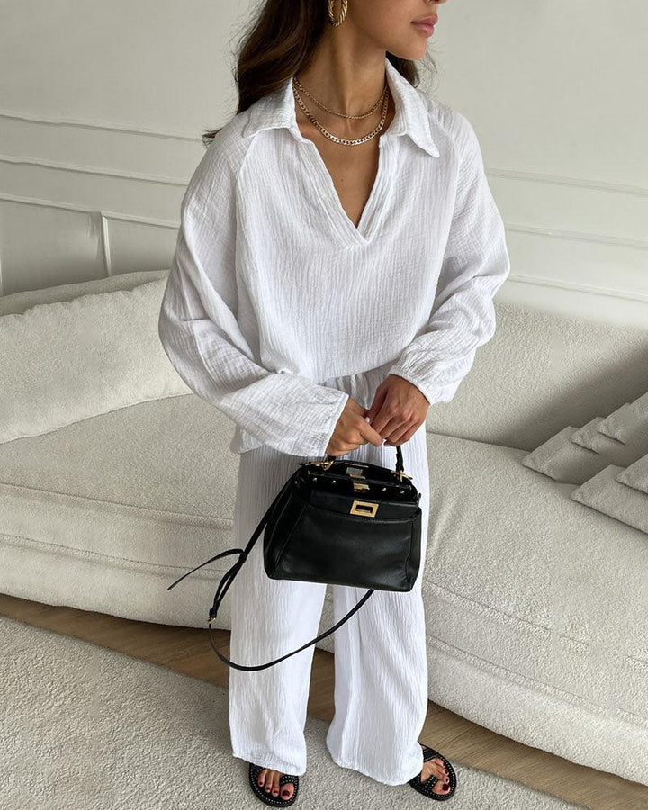 Conjunto Casual de Otoño con Cuello en V