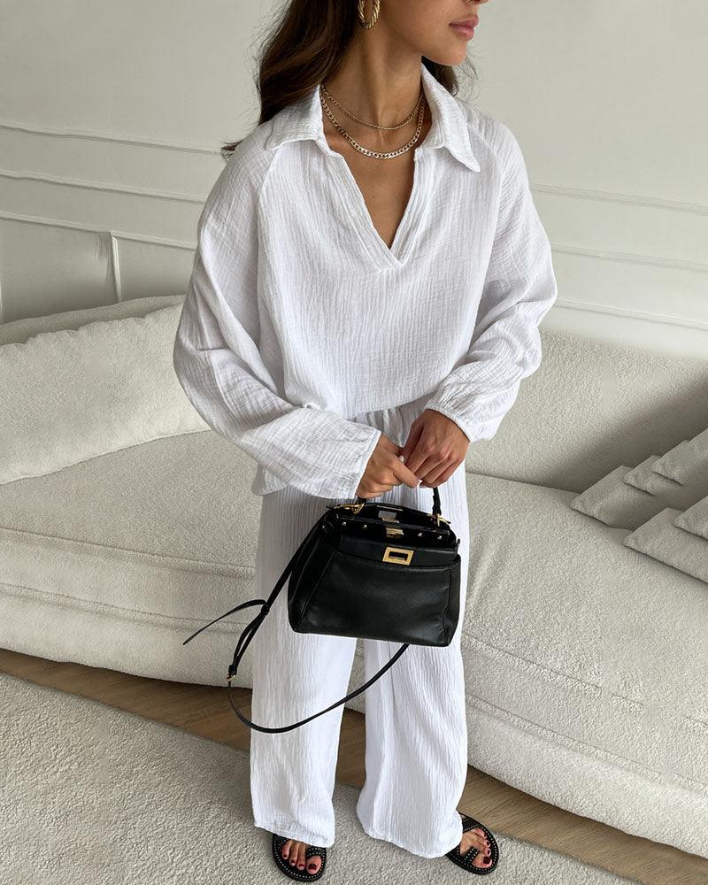 Conjunto Casual de Otoño con Escote en V