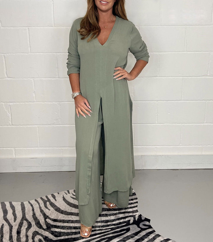 Conjunto Casual de Top Largo Sofia y Pantalones Coordinados