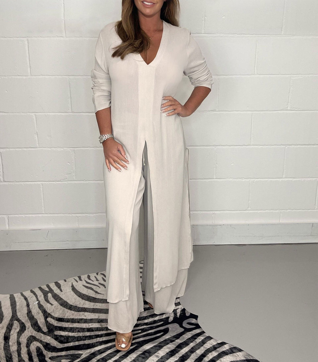 Conjunto Casual de Top Largo Sofia y Pantalones Coordinados
