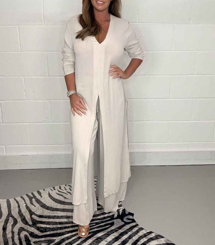 Conjunto Casual de Top Largo Sofia y Pantalones Coordinados