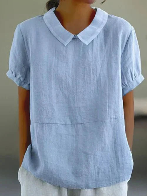 Ivy | Blusa Casual de Manga Corta con Cuello Peter Pan para Mujer