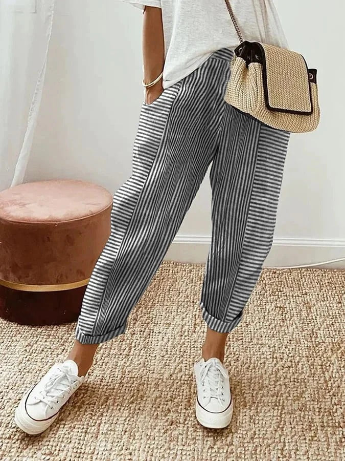 Amynelle | Pantalones de Rayas de Corte Suelto para Verano