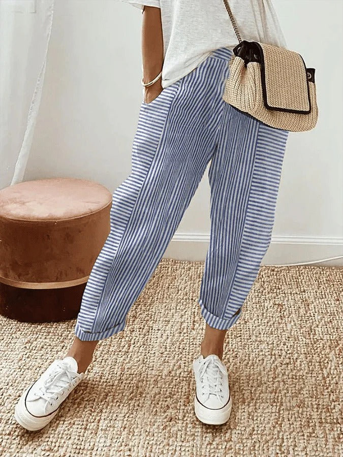 Amynelle | Pantalones de Rayas de Corte Suelto para Verano