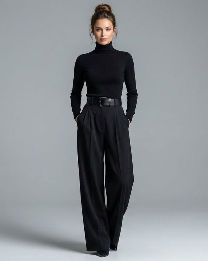 "Julia | Conjunto de cuello alto y pantalón recto" (The title is already in Spanish and does not require translation.)