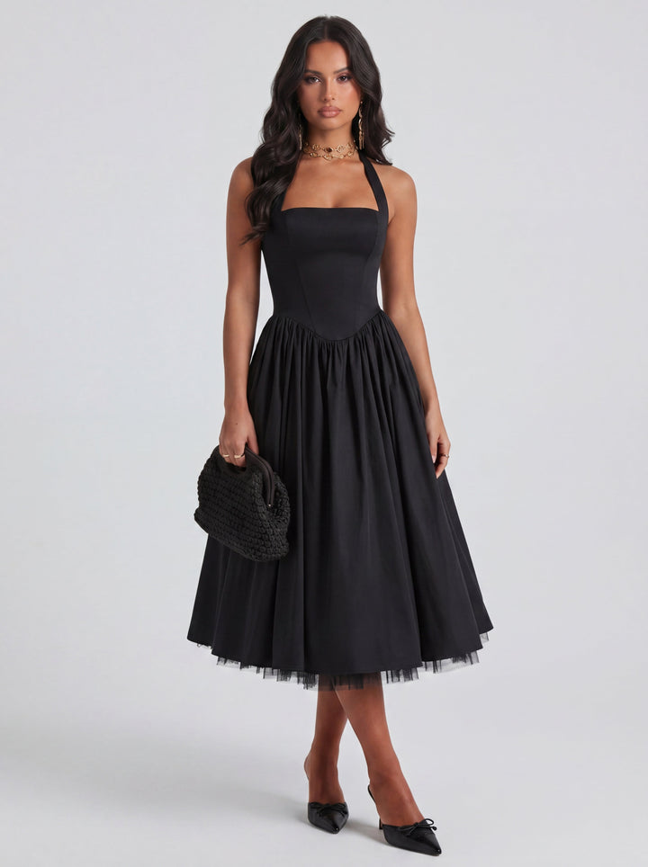 Lúa | Vestido midi con cuello halter