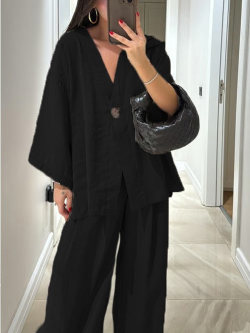 Conjunto de Top y Pantalones Sienna con Escote en V