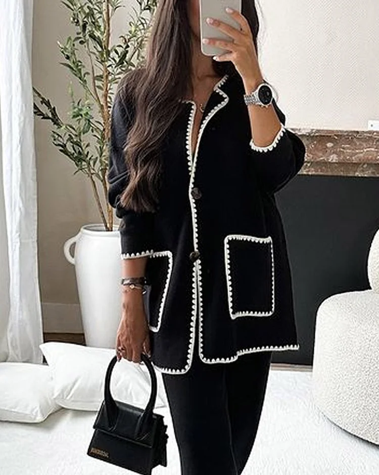 Conjunto de Chaqueta Decorada Sofía y Pantalones Casual