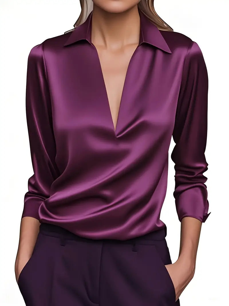 Eva™ | Blusa de satén premium con escote en V