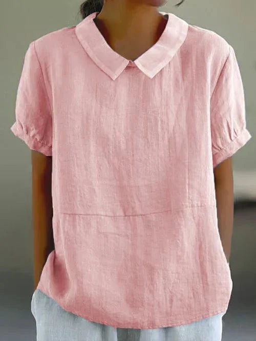 Ivy | Blusa Casual de Manga Corta con Cuello Peter Pan para Mujer
