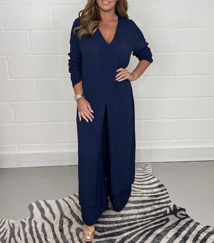 Conjunto Casual de Top Largo Sofia y Pantalones Coordinados