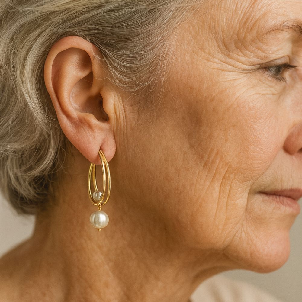 Pendientes Vintage de Perlas Doradas