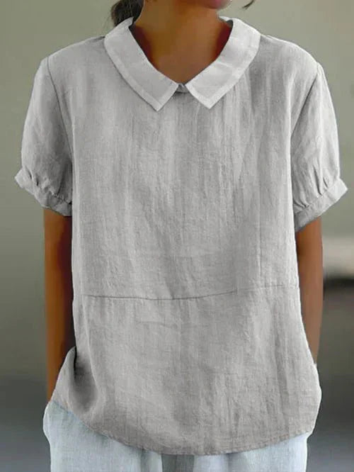 Ivy | Blusa Casual de Manga Corta con Cuello Peter Pan para Mujer