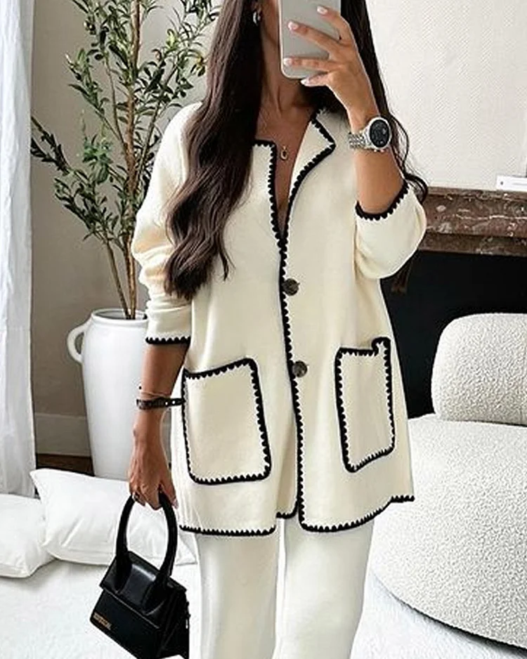Conjunto de Chaqueta Decorada Sofía y Pantalones Casual