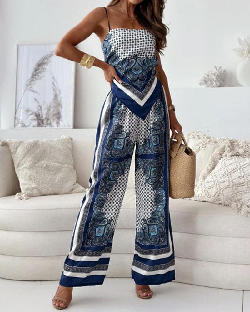 Conjunto de Chaleco y Pantalones con Estampado en Lila