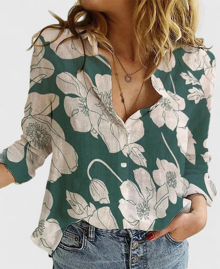 "Harper | Camisa de Lino para Mujer con Cuello de Solapa" (The title is already in Spanish and does not require rewriting.)