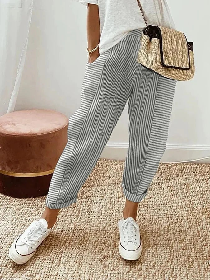 Amynelle | Pantalones de Rayas de Corte Suelto para Verano