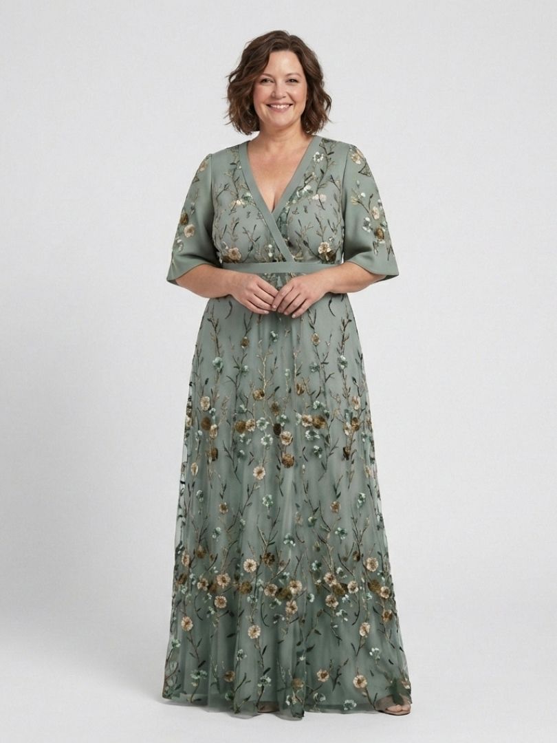 Melodi – Vestido largo de flores con escote en V