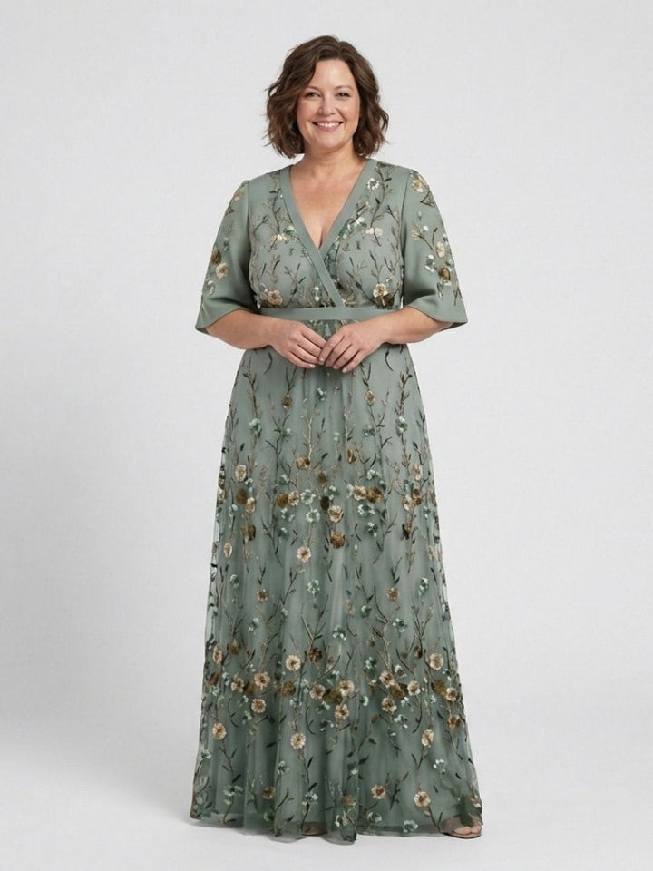 Melodi – Vestido largo de flores con escote en V