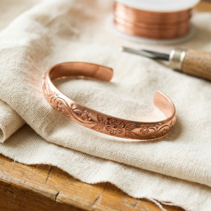 "Pulsera de Cobre Vera's Bloom" se puede traducir como "Pulsera de Cobre de Vera's Bloom".