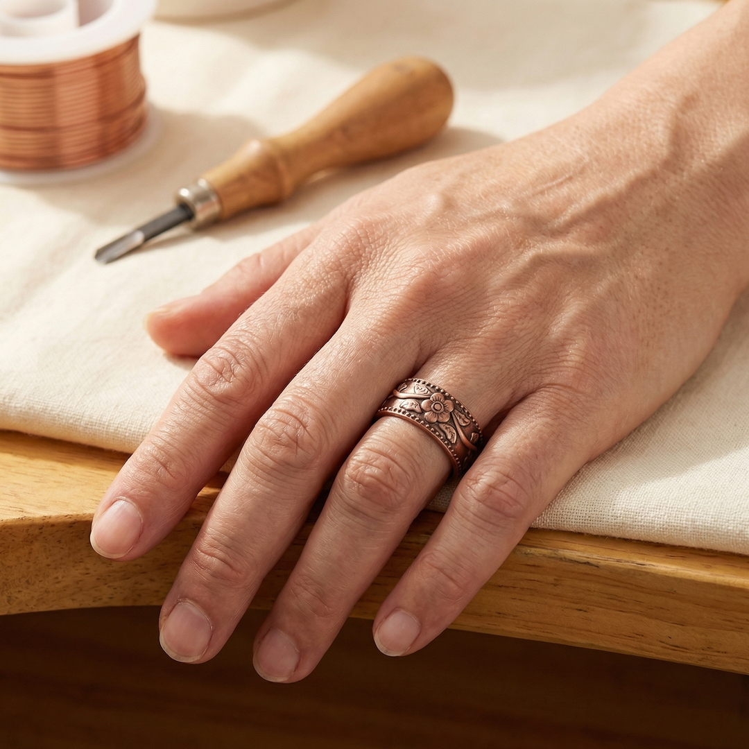 Anillo de Cobre con Pétalos de Vera