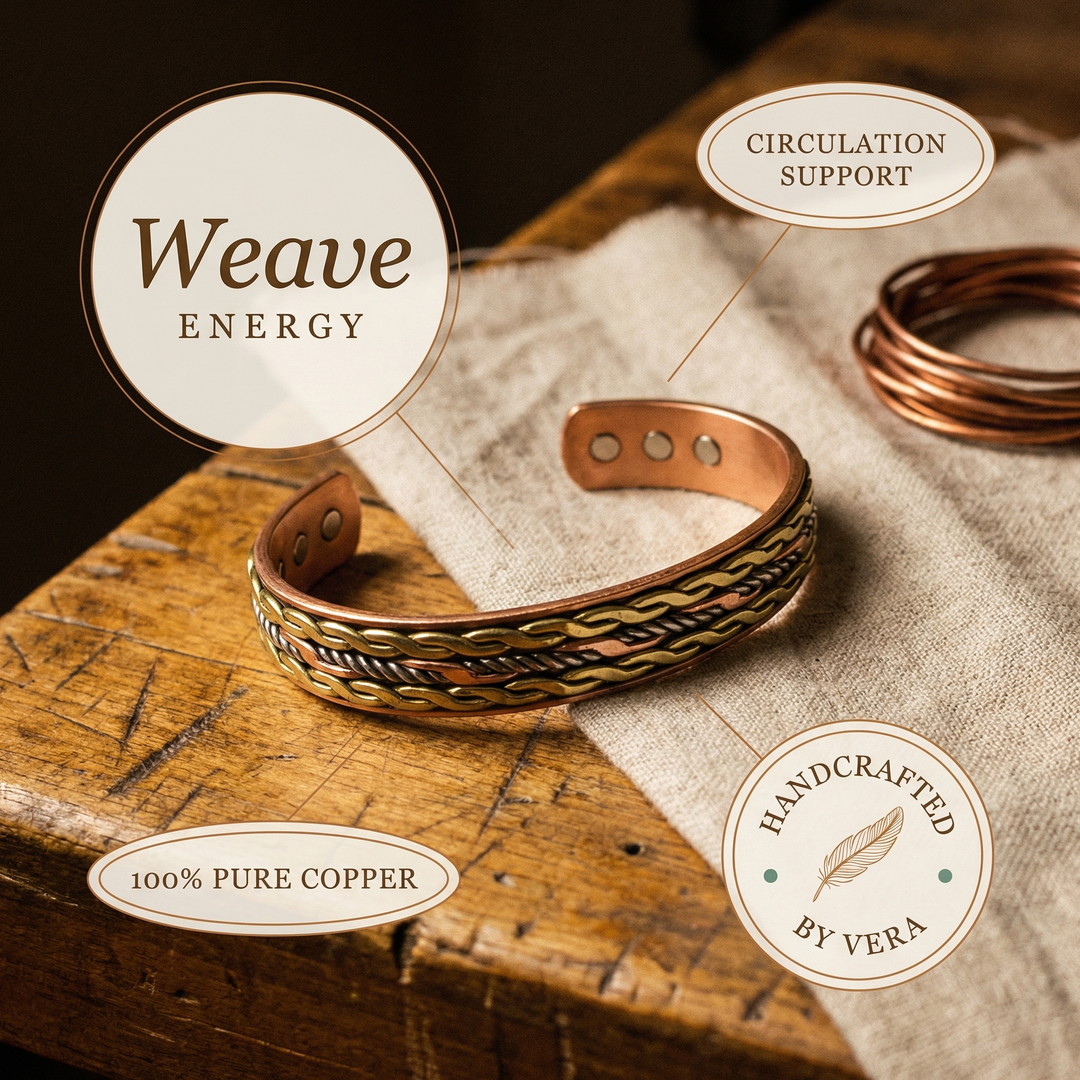 Pulsera de Cobre Tejido de Vera