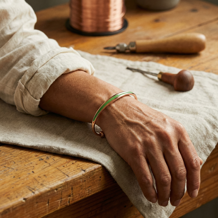 Pulsera de Cobre y Jade Vera