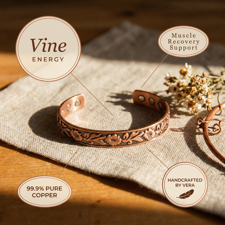 "Pulsera de Cobre Vera's Vine" se puede traducir como "Pulsera de Cobre de Vera's Vine".