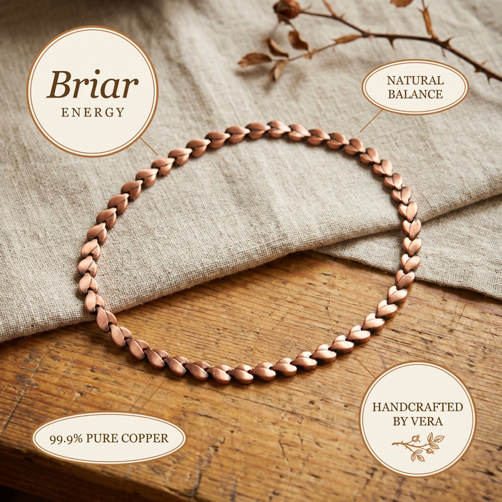 "Collar de Cobre Briar de Vera" (The title is already in Spanish and does not require translation.)
