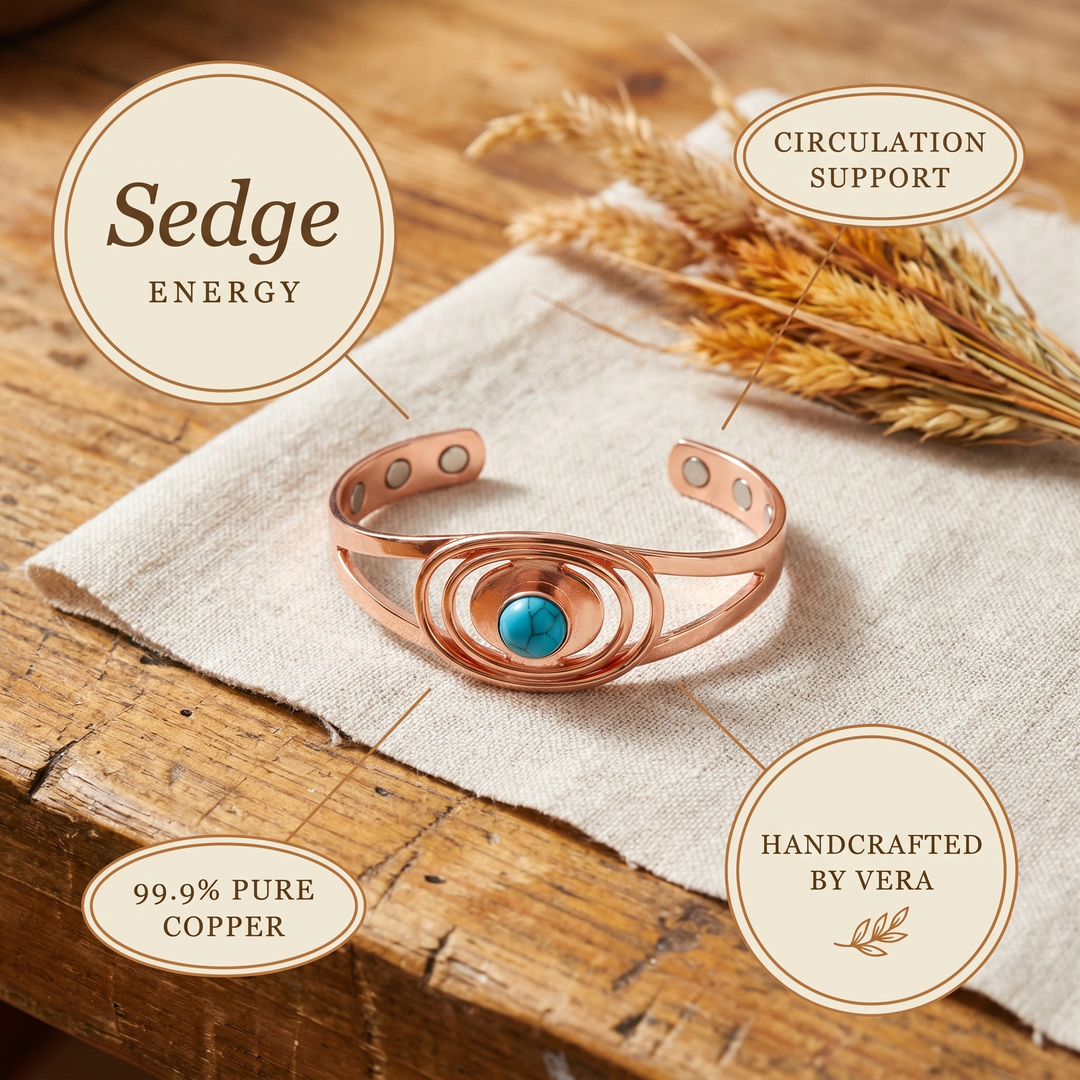 "Pulsera de Cobre Sedge de Vera" se puede traducir al español como "Pulsera de Cobre Sedge de Vera". Sin embargo, si deseas una versión más descriptiva, podría ser "Pulsera de Cobre Sedge de Vera". Si necesitas algo diferente, por favor házmelo saber.