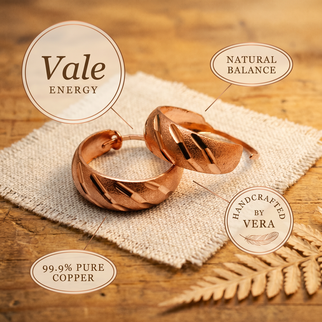 "Pendientes de Cobre de Vera's Vale" se puede traducir como "Pendientes de Cobre de Vera's Vale". Sin embargo, si deseas una versión más adaptada al español, podrías usar "Pendientes de Cobre de Vera Vale".