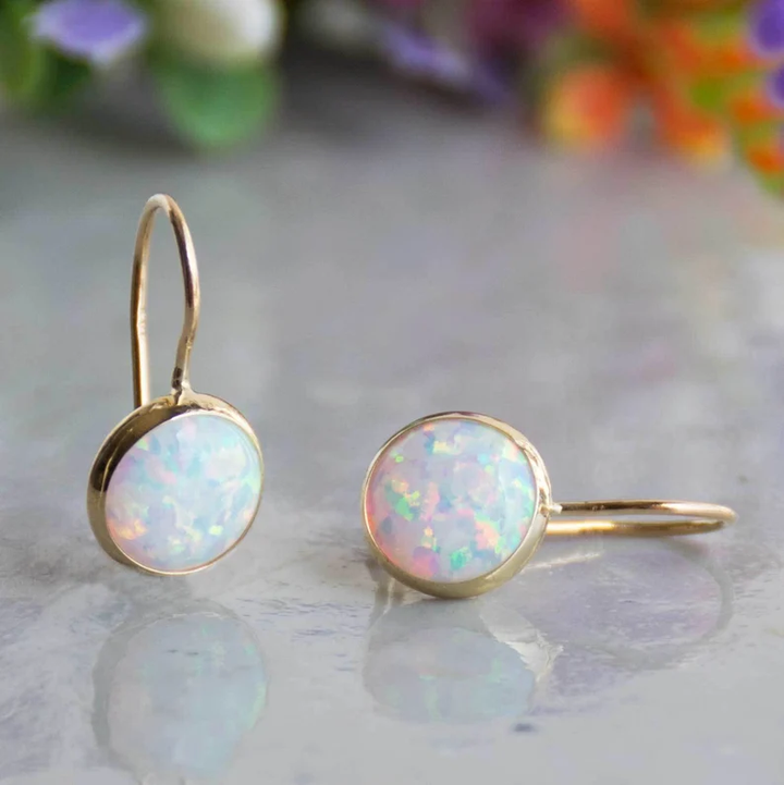 Pendientes Vintage de Oro con Piedra Ópalo