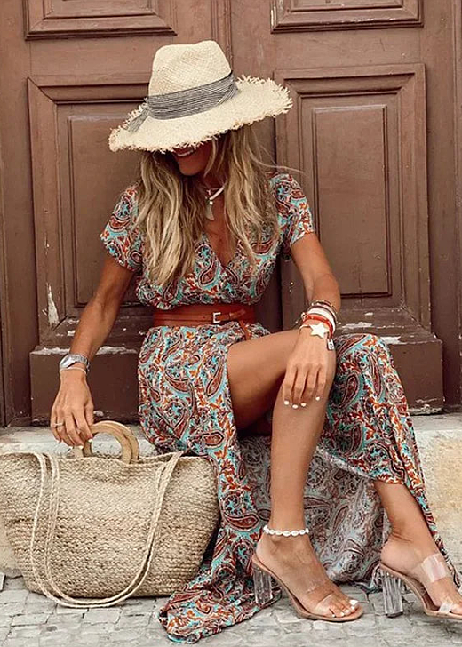 Joselin – Vestido largo bohemio y fluido con cinturilla