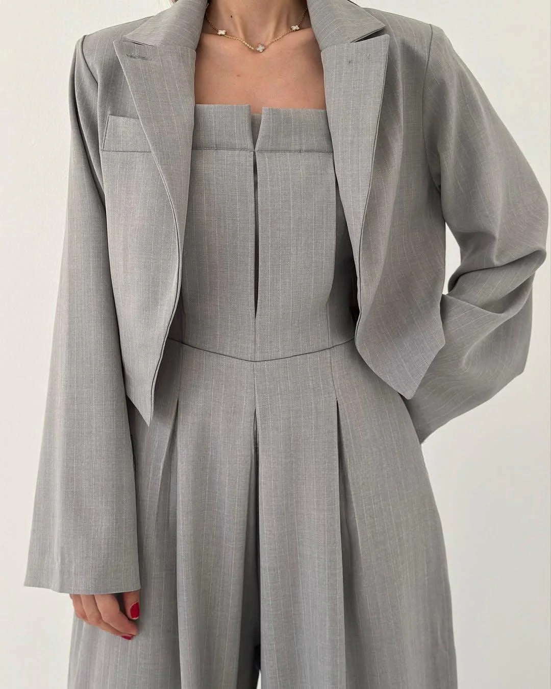 Paola™ | Conjunto femenino de top bustier y blazer – Elegancia y estilo contemporáneo