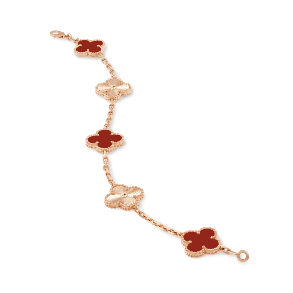 CLOVER | Pulsera Guilloché en Rosa Dorado