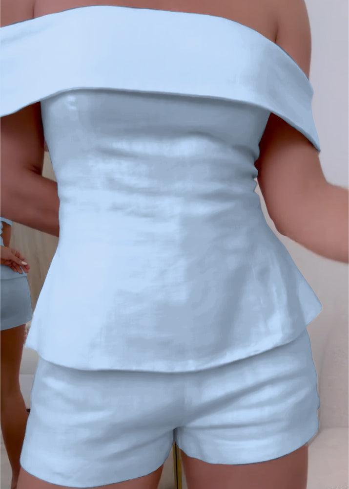 Traje de dos piezas de algodón y lino Liam Blanco