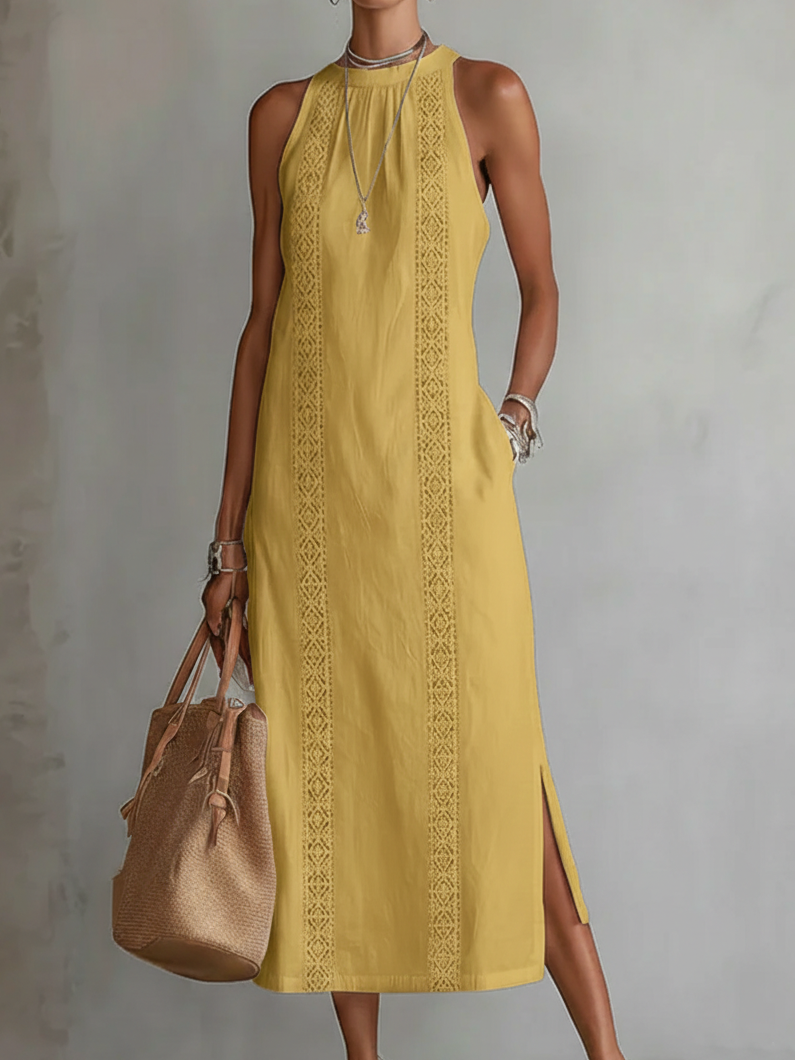 JIMENA | Vestido Midi con Textura de Lino