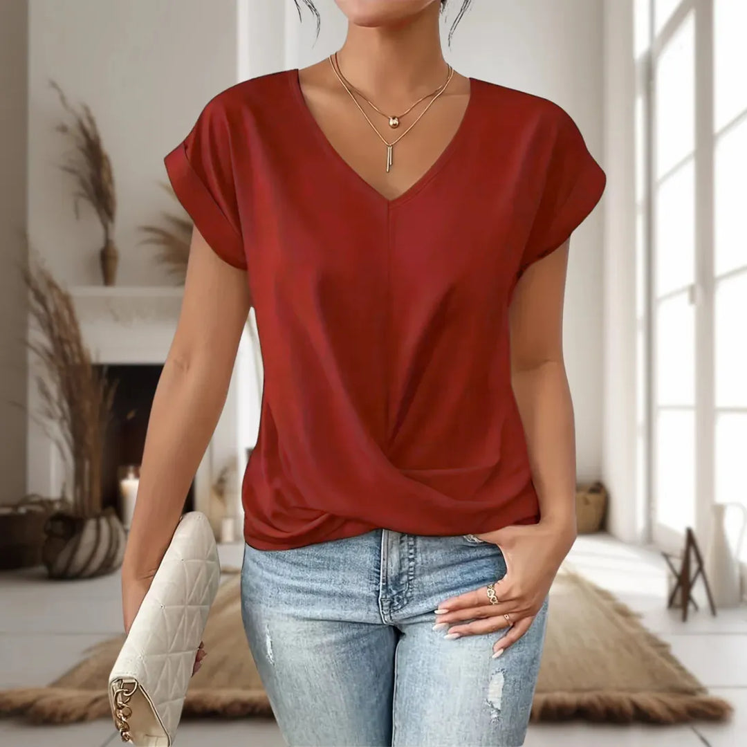 Elle™ | Camiseta Casual con Escote en Forma de Corazón