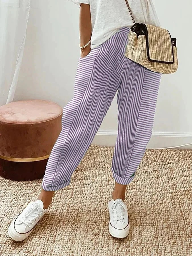 Amynelle | Pantalones de Rayas de Corte Suelto para Verano