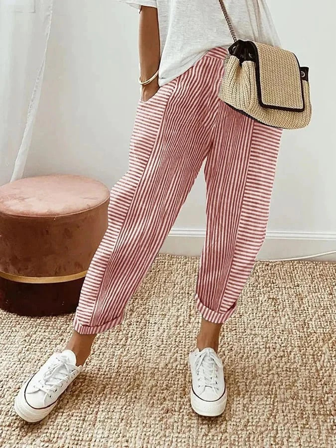 Amynelle | Pantalones de Rayas de Corte Suelto para Verano