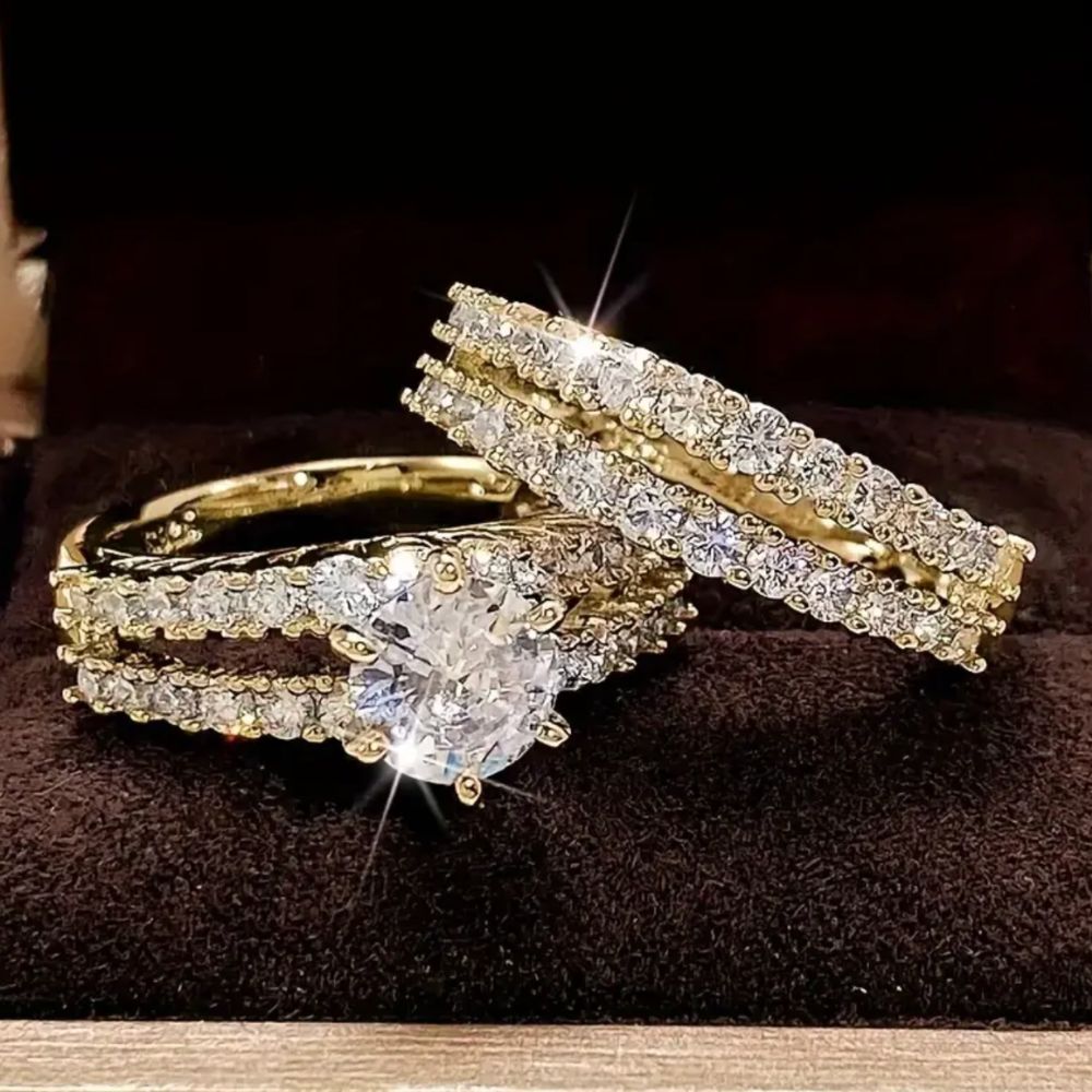 Conjunto de Anillos de Diamante Brillo Eterno