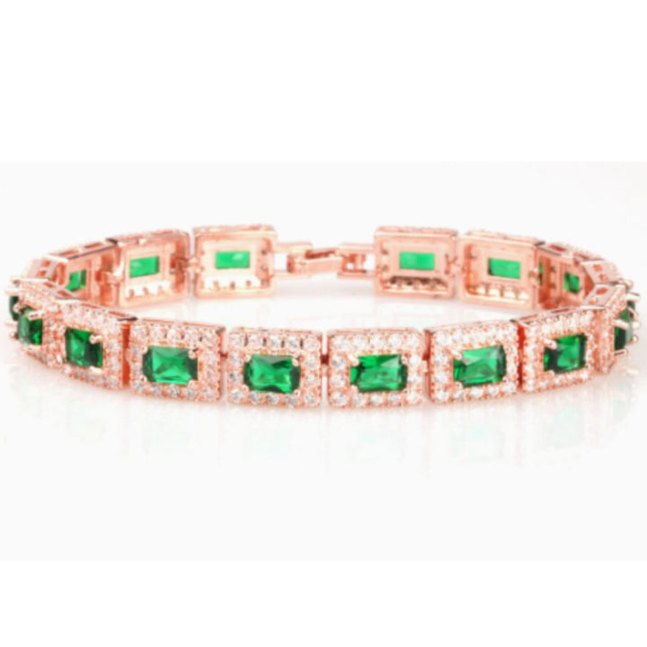 Pulsera de Oro con Declaración de Esmeralda Verde