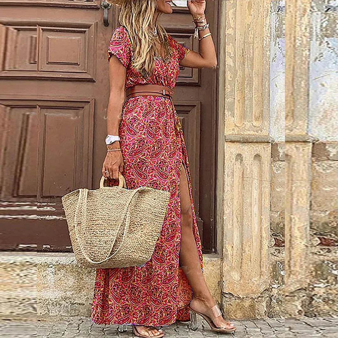 Joselin – Vestido largo bohemio y fluido con cinturilla