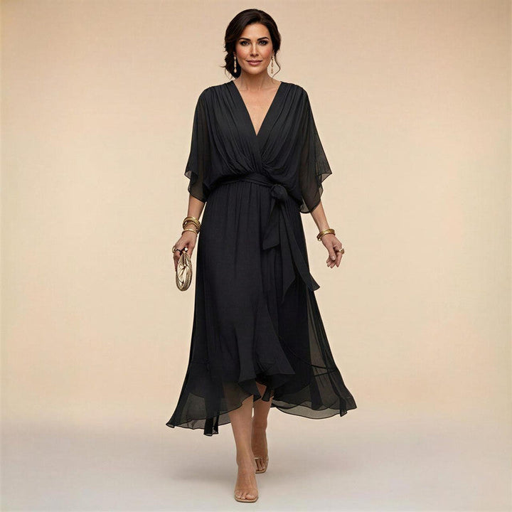 MARTA™ | VESTIDO DE CHIFFON CON ESCOTE EN V