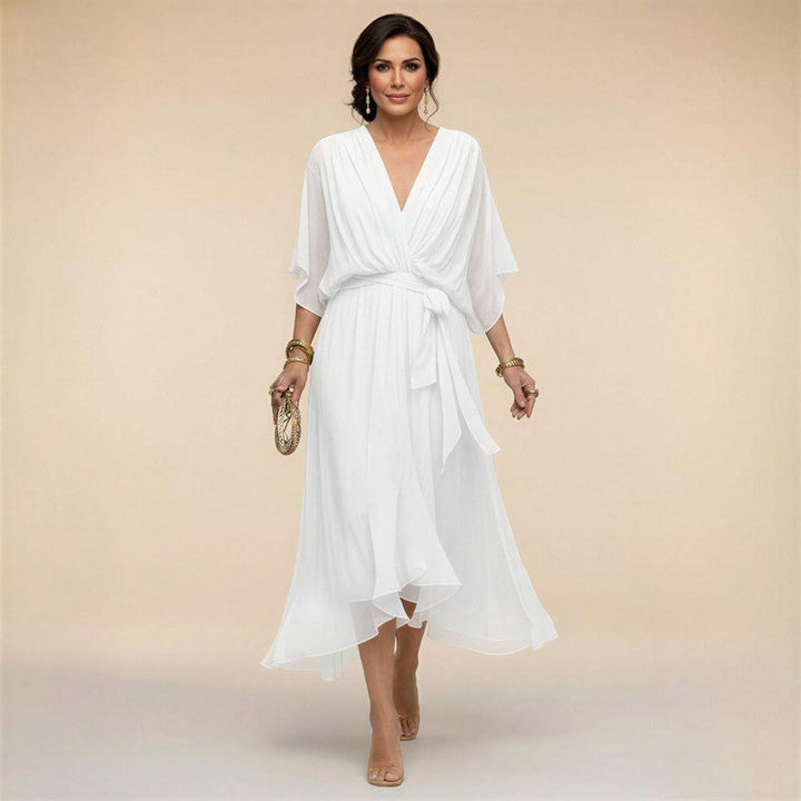 MARTA™ | VESTIDO DE CHIFFON CON ESCOTE EN V