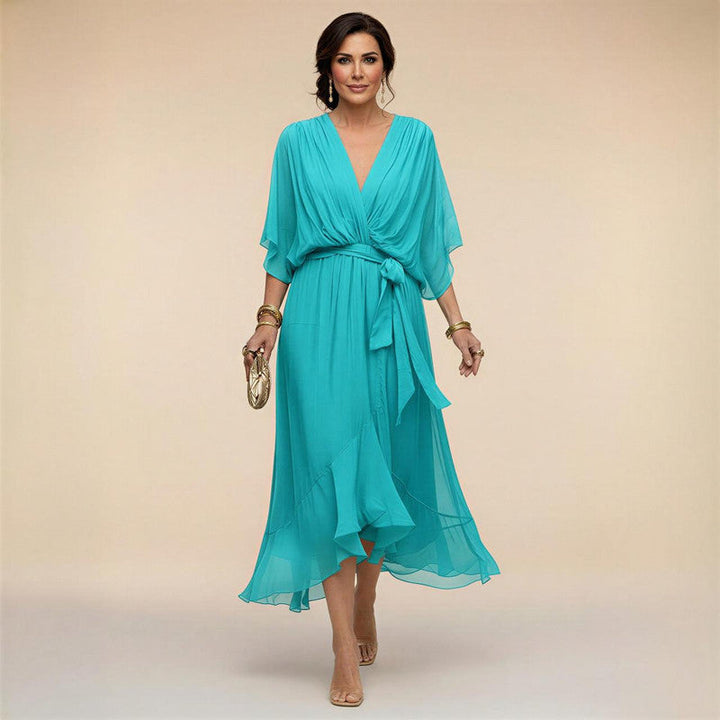 MARTA™ | VESTIDO DE CHIFFON CON ESCOTE EN V