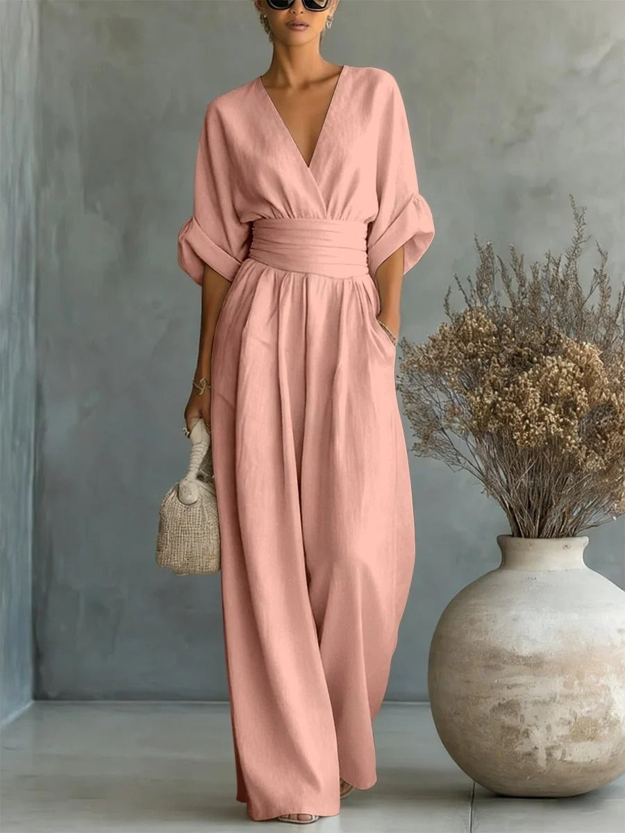 Conjunto elegante con escote en V y talle alto